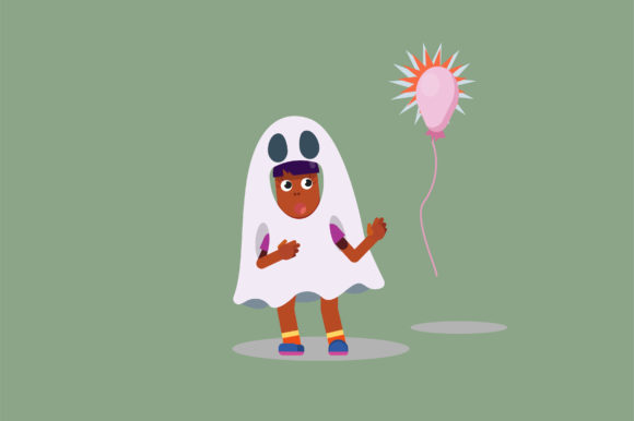 A Girl with a Ghost Costume - Halloween