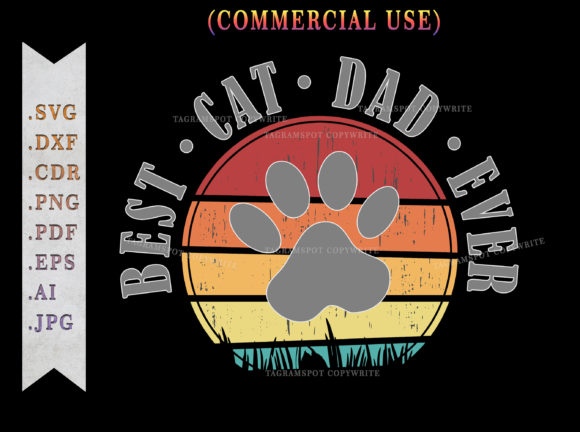 Best Cat Dad Ever Retro Sunset SVG