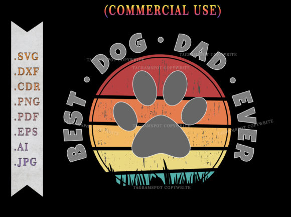 Best Dog Dad Ever Retro Sunset SVG File