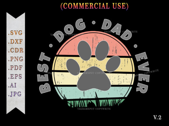 Best Dog Dad Ever Retro Sunset SVG V.2