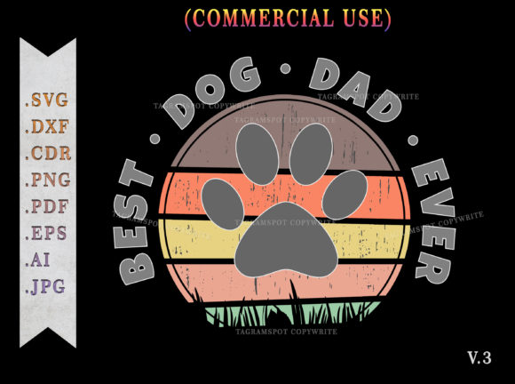 Best Dog Dad Ever Retro Sunset SVG V.3