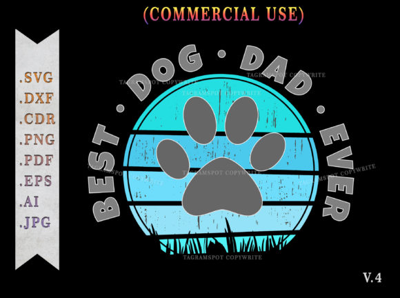 Best Dog Dad Ever Retro Sunset SVG V.4