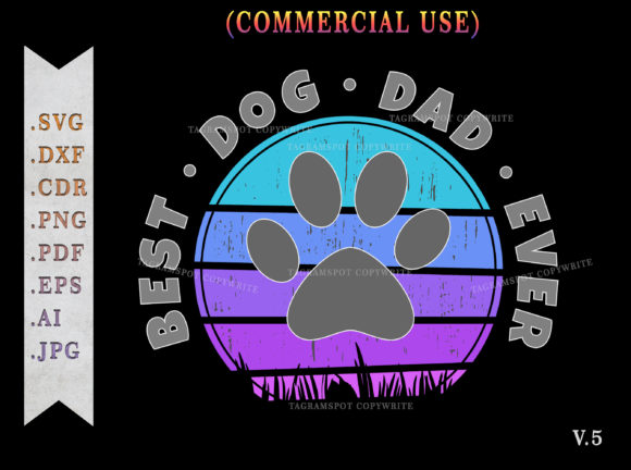 Best Dog Dad Ever Retro Sunset SVG V.5