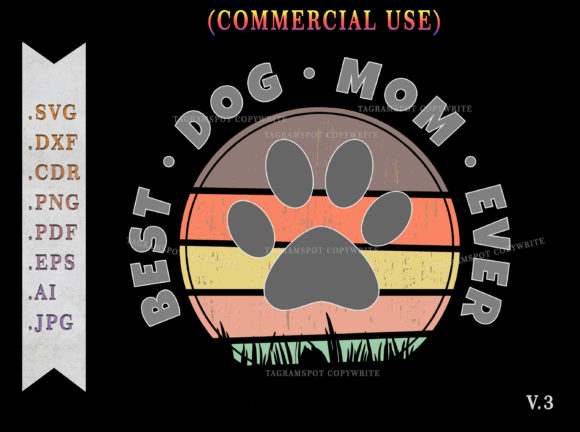 Best Dog Mom Ever Retro Sunset SVG V.3