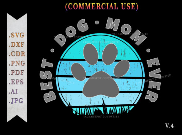 Best Dog Mom Ever Retro Sunset SVG V.4