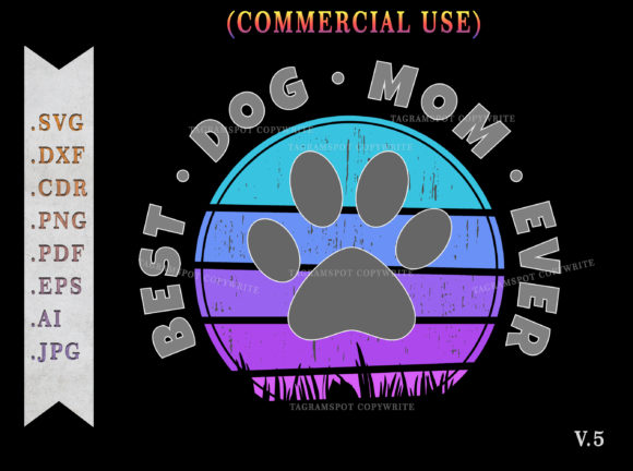 Best Dog Mom Ever Retro Sunset SVG V.5