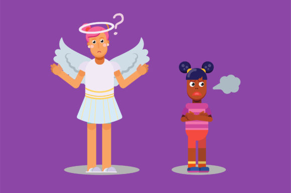 Characters of a Little Girl and an Angel