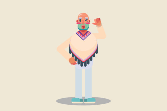 Characters of Man with Native Costume