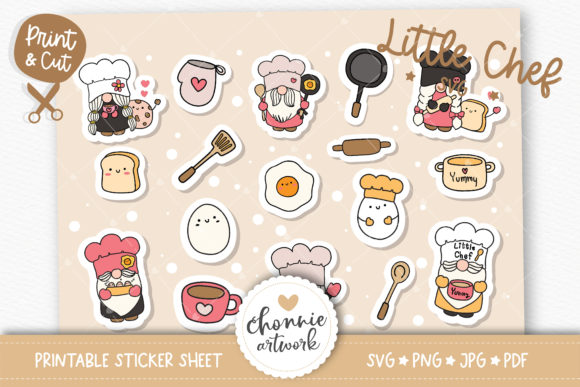 Chef Gnomes Sticker SVG, Cooking Gnomes