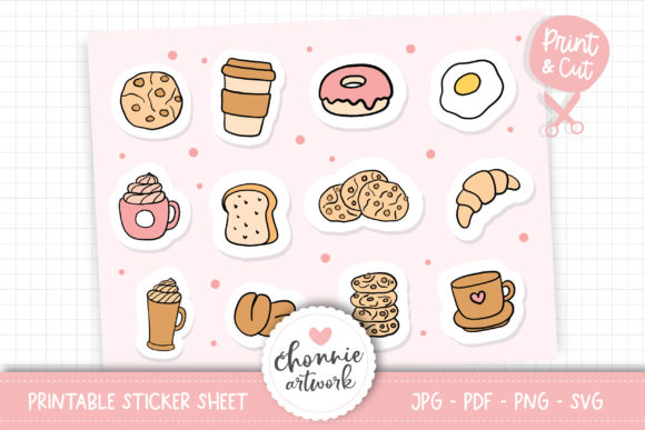 Coffee and Breakfast Sticker SVG