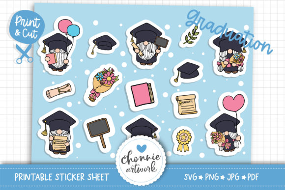 Graduation Gnomes Sticker SVG