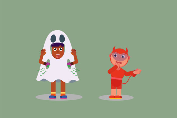 Little Girl Wearing Ghost Costume