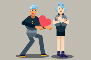 Sad Couple Character Vector Illustration