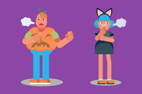 Teens Wearing Halloween Costume