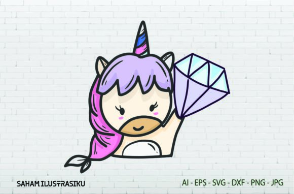 Unicorn, Cute Sticker - Heart - Svg