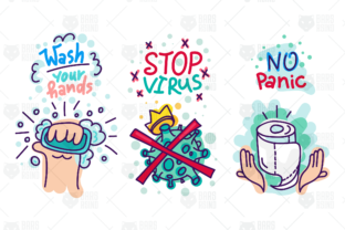 Virus Lettering Stickers Set