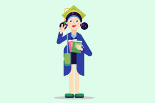 Young Colleges Vector Illustration
